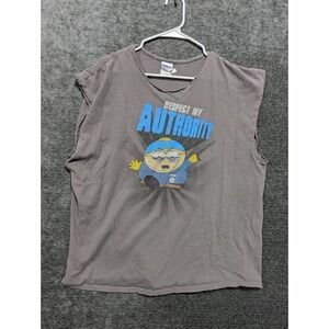 South Park Cartman Respect My Authority Graphic T Shirt Mens 2XL Gray Sleeveless